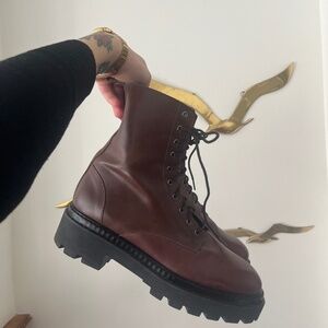Brown/Burgundy Combat Boots - size 10
